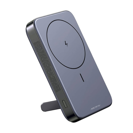  Powerbank magnetyczny 10000mAh Ugreen PB206, USB + USB-C, 20W z funkcją podstawki (czarny)