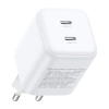 Ładowarka sieciowa Ugreen X526, 45W, GaN, 2x USB-C (biała)