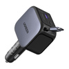 Ładowarka samochodowa Ugreen EC604, 2x USB-C + USB, 145W, ze zwijanym kablem (szara)