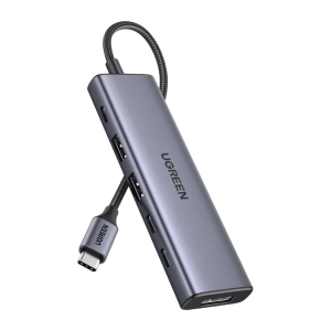 Hub / adapter USB-C 6w1 Ugreen CM511 USB-C do 2x USB, DisplayPort 4K 60Hz, 2x USB-C, PD 100W - ikona produktu