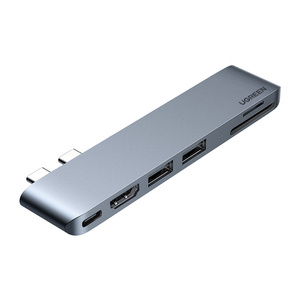 Adapter 6 w 1 UGREEN CM380 Hub USB-C dla MacBook Air / Pro (szary) - ikona produktu