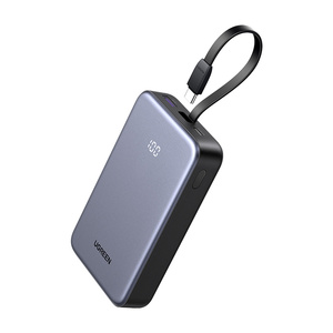Powerbank 20000mAh Ugreen PB505, USB + USB-C, wbudowany kabel, 20W (szary) - ikona produktu