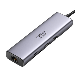 Adapter Hub UGREEN CM512, USB_C do 2x USB 3.0, HDMI, RJ45, SD/TF - ikona produktu