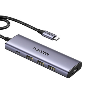 Hub USB-C Ugreen CM511, HDMI 4K 60Hz, 3x USB 3.0 5Gbps, PD 100W (srebrny) - ikona produktu