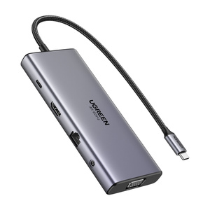 Hub USB-C Ugreen CM639, HDMI, VGA, 2x USB-C 3.2 10Gbps, 2x USB, SD/TF, RJ45, AUX 3.5mm, PD, 4K 60 Hz - ikona produktu