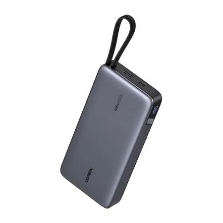 Powerbank 25000mAh Ugreen PB552, 165W, USB + USB-C, wbudowany kabel (szary)