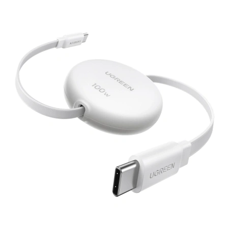 Kabel USB-C do USB-C Ugreen L531, PD 100W, zwijany, 1m (biały)