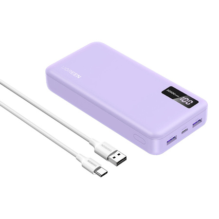 Powerbank 20000mAh Ugreen PB312, 2x USB + USB-C, 20W (fioletowy)