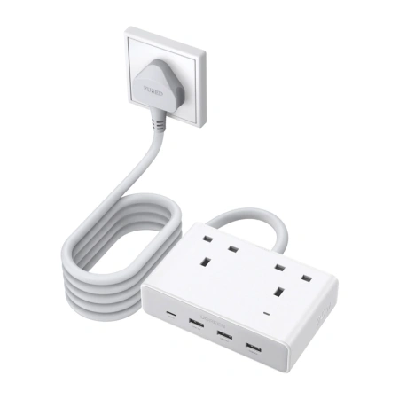 Listwa zasilająca Ugreen Nexode S620 (standard UK) 2x AC, 3x USB, 1x USB-C, 1.5m (biała)