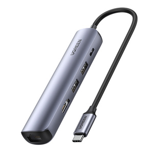 Hub / Adapter Ugreen CM418 USB-C do 2x USB, HDMI 4K 30 Hz, RJ45 1Gbps, PD 100W (szary) - ikona produktu