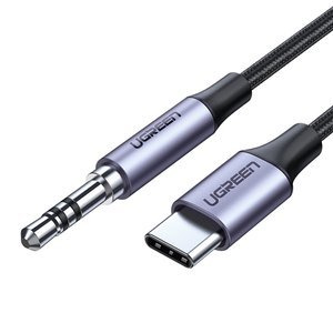 Kabel mini jack 3,5mm AUX do USB-C UGREEN AV143, 1m (czarny) - ikona produktu