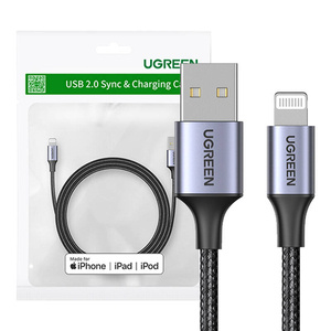 Kabel Lightning do USB UGREEN 2.4A US199, 1m (czarny) - ikona produktu
