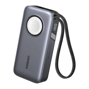 Powerbank UGREEN PB527 10000mAh 30W z kablem USB-C i ładowarką magnetyczną do Apple Watch (szary)