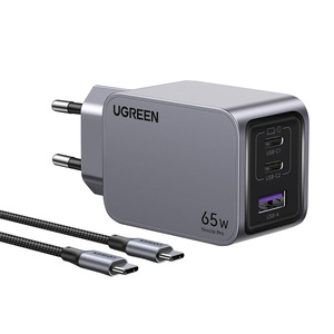 Ładowarka sieciowa Ugreen Nexode Pro, USB + 2x USB-C, 65W + kabel USB-C 1.5m (czarna) - ikona produktu