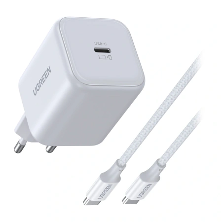 Ładowarka sieciowa Ugreen X524 USB-C, GaN, 45W + kabel 1m (biała)