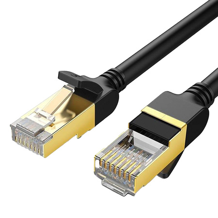 Okrągły kabel sieciowy UGREEN NW107 Ethernet RJ45, Cat.7, STP, 0.5m (czarny)