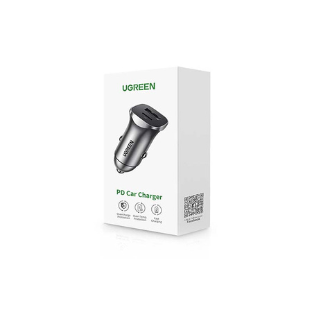 Ładowarka samochodowa UGREEN CD130 30W USB-A/USB-C (szara)