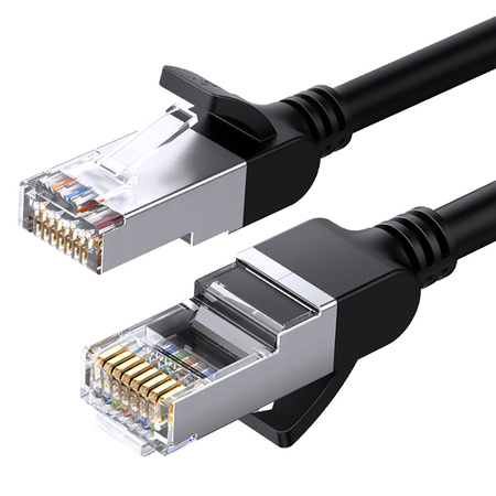 Płaski kabel sieciowy UGREEN NW101 z metalowymi wtyczkami, Ethernet RJ45, Cat.6, UTP, 2m (czarny)