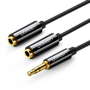 Rozdzielacz audio AUX kabel jack 3,5 mm UGREEN AV123, 25cm (czarny) - ikona produktu