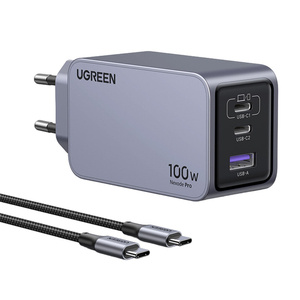 Ładowarka sieciowa Ugreen Nexode Pro 100W, GaN, USB + 2x USB-C (szara) - ikona produktu