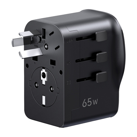 Uniwersalny adapter podróżny / ładowarka sieciowa Ugreen S550, 65W, 2x USB-C, 1x USB-A