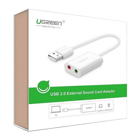 Zewnętrzna karta dźwiękowa USB UGREEN US205 15cm (biały)
