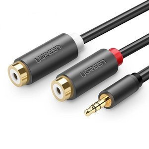 UGREEN AV109 Przewód męski 3,5mm Jack do 2x żeński RCA (Cinch) 0.25m (czarny) - ikona produktu