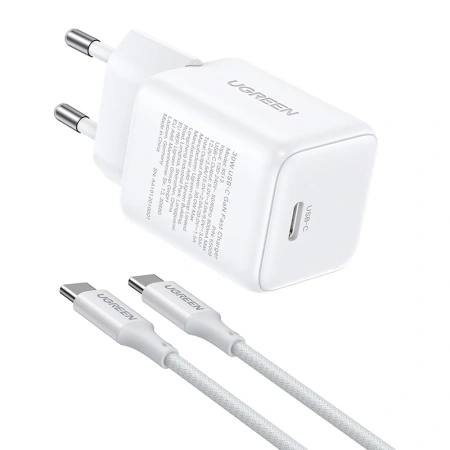 Ładowarka sieciowa Ugreen X513 GaN USB-C +KAB USB-C 1M (biała)