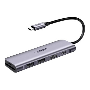 Adapter / Hub 6w1 UGREEN Revodok CM195 USB-C do 2x USB 3.0, HDMI, SD/microSD, 100W (szary) - ikona produktu