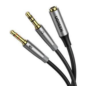 UGREEN AV193 Rozdzielacz audio AUX słuchawki + mikrofon do kabel mini jack 3.5mm 20cm (szary) - ikona produktu