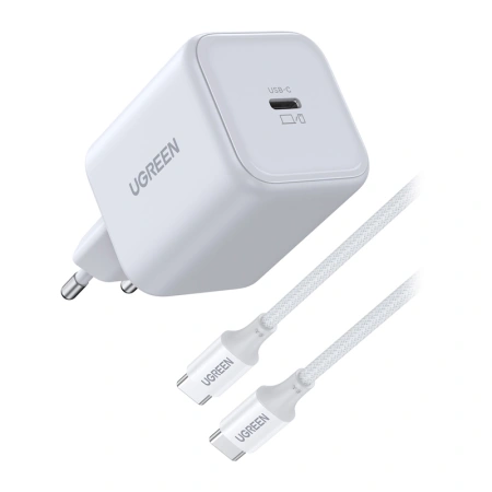 Ładowarka sieciowa Ugreen X524 USB-C, GaN, 45W + kabel 1m (biała)
