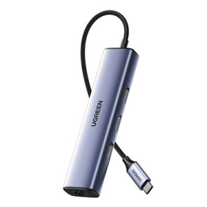 Adapter UGREEN CM475 Hub USB-C do 3x USB 3.0, RJ45, USB-C PD (szary) - ikona produktu