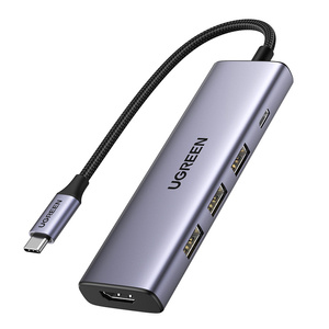 Hub / Adapter Ugreen Revodok CM511 USB-C do 3x USB, HDMI, USB-C, HDMI 4K 30Hz, PD 100W (szary) - ikona produktu