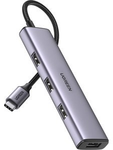 Hub UGREEN CM473 4w1 USB-C 4x USB 3.0 (szary)
