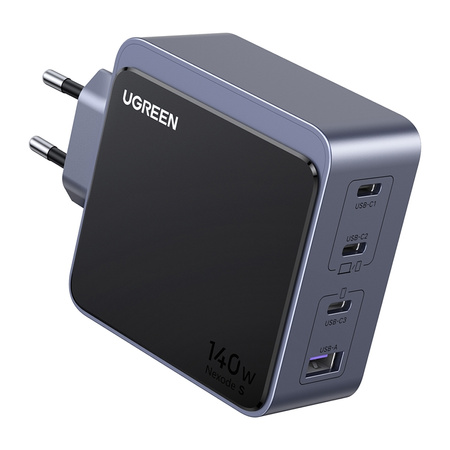 Ładowarka sieciowa Ugreen Nexode S 140W, GaN, 3x USB-C + USB (szara)