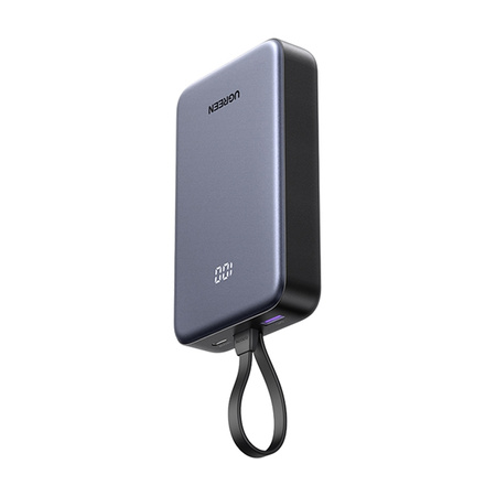 Powerbank 20000mAh Ugreen PB505, USB + USB-C, wbudowany kabel, 20W (szary)