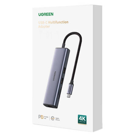 Adapter Hub UGREEN CM512, USB_C do 2x USB 3.0, HDMI, RJ45, SD/TF