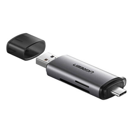 Adapter USB + USB-C UGREEN 	CM185 czytnik kart SD + microSD (szary)
