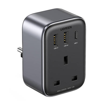 Adapter podróżny UK na EU UGREEN CD314 2xUSB-A, 1xUSB-C