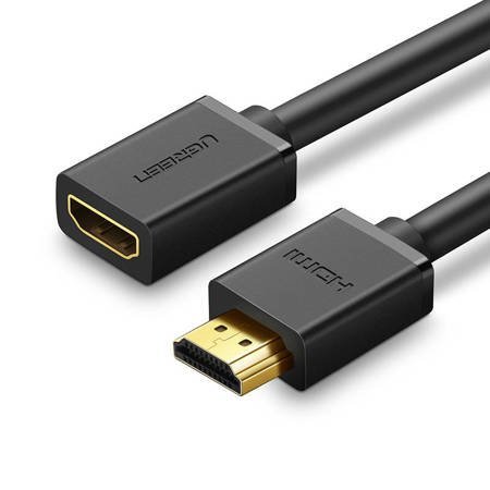 Kabel HDMI męski do HDMI żeński UGREEN HD107, FullHD, 3D, 2m (czarny)