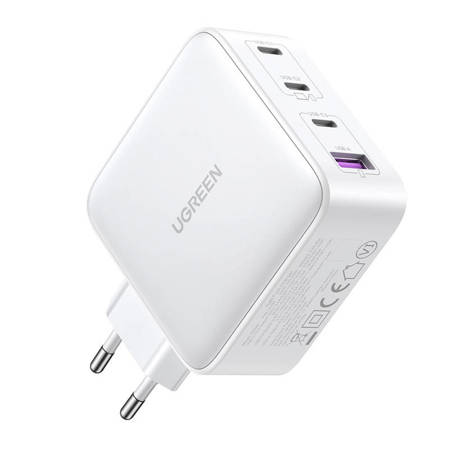 Ładowarka sieciowa UGREEN 15337 Nexode, 3xUSB-C, USB-A 3.0, PD3.0, QC4.0, GaN, 100W (biała)