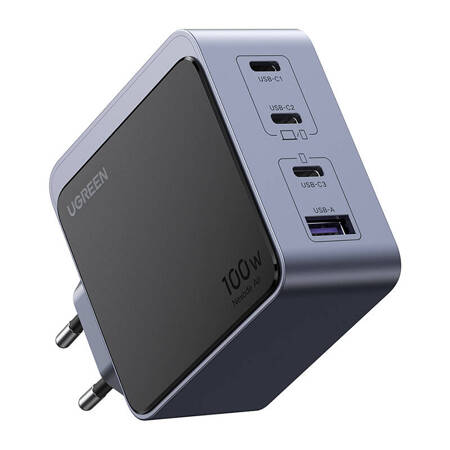 Ładowarka sieciowa Ugreen Nexode Air 100W, 3x USB-C, USB (szara)