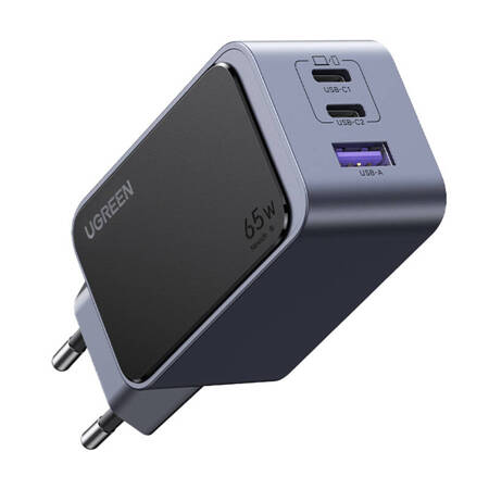 Ładowarka sieciowa Ugreen Nexode Air 65W, USB + 2x USB-C (szara)