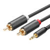 UGREEN AV102 Kabel 2x RCA (Cinch) jack 3.5 mm 1,5m (czarny)